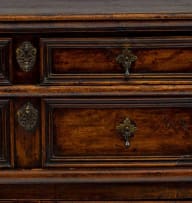 A French walnut and oak chest-on-chest, 18th century and later