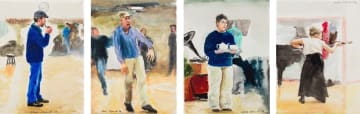 Clare Menck; Studies of People at an Event, four
