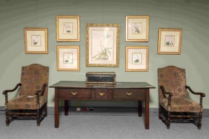 A Chinese export leather and brass-bound camphorwood chest, 19th century