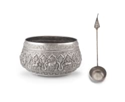 A Thai silver punch bowl, early 20th century