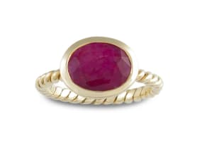 Ruby and 14ct gold ring, designed by Taz Watson