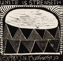 John Muafangejo; Unite is Strengeth (sic)