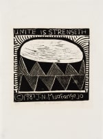 John Muafangejo; Unite is Strengeth (sic)