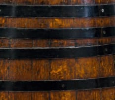 A metal-bound oak barrel
