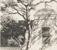 Tinus de Jongh; Homestead 'Nooitgedacht' Cape; Table Mountain from Signal Hill, 1925; Entrance to the Castle, Cape Town; Stellenberg, Kenilworth, four