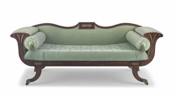 A Regency mahogany and upholstered settee