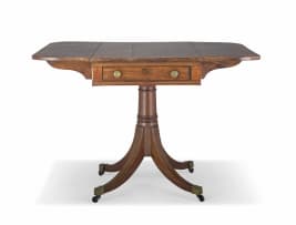 A George III style mahogany and satinwood inlaid pembroke table, 19th century