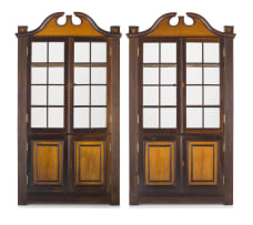A pair of Cape stinkwood and yellowwood wall cupboards, Oudtshoorn district, 19th century
