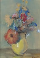 Alice Tennant; Flowers in a Yellow Vase