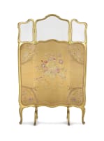 A Victorian three-fold giltwood and upholstered screen