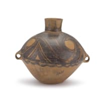 A Chinese Neolithic painted pottery two-handled storage jar, Neolithic Period, 3rd century B.C.