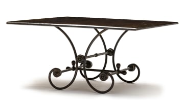 A green and black-painted and metal-mounted centre table, modern