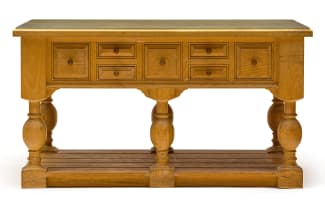 An oak and pine centre table