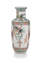 A Chinese famille-verte rouleau vase, Qing Dynasty, Kangxi period, 1662-1722