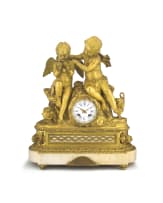 A French gilt-metal and marble-mounted mantel clock, circa 1900