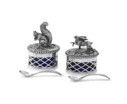 A pair of Italian novelty salts/place holders, Milano, .800 standard