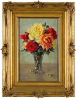 Willem Hermanus Coetzer; Roses in a Glass Vase