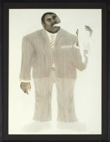 Stephen Allwright; Man in Blue Suit Eating a Line Drawing of a Woman