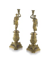 A pair of gilt bronze candlesticks, late 19th century
