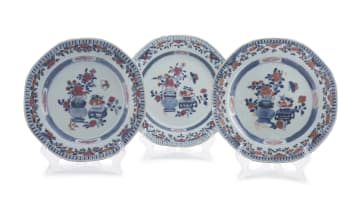 Three Chinese famille-rose plates, Qing Dynasty, Qianlong period, 1735-1796