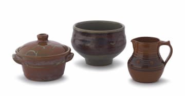 A brown- and dark celadon-glazed bowl, Hyme Rabinowitz (1920-2009)