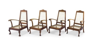 Four South African blackwood armchairs, 20th century