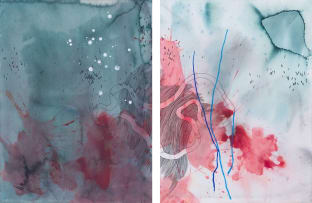 Mongezi Ncaphayi; Abstract Composition, diptych