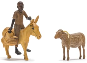 Julius Mfethe; Man with a Basket, Donkey and Sheep (7 parts)
