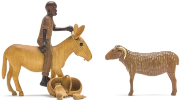 Julius Mfethe; Man with a Basket, Donkey and Sheep (7 parts)
