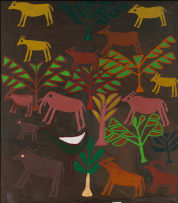 Ferciano Ndala; Composition with Elephant and Antelope