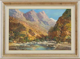 Gabriel de Jongh; Landscape with Mountains and River