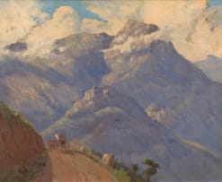 Willem Hermanus Coetzer; Cart in a Mountainous Landscape