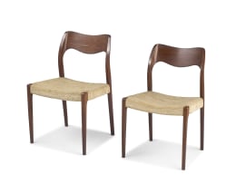 A pair of Danish rosewood and upholstered side chairs designed by Nils Møller