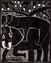John Muafangejo; Elephant with its Baby Elephant