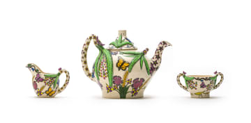 Ardmore Ceramic Studio; Tea Pot, Milk Jug and Sugar Bowl, three