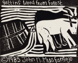 John Muafangejo; Getting Wood from Forest (small)