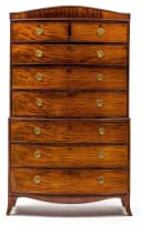 A George III figured mahogany bowfronted tallboy/chest-on-chest