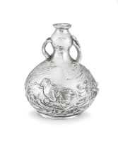 A WMF silvered metal two-handled double gourd vase, 20th century