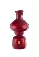 A Holmegaard red glass hurricane lamp, 1970s