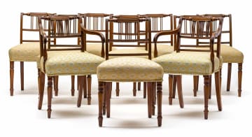 A set of ten George III mahogany dining chairs