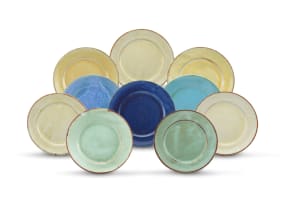An assembled set of ten Linn Ware glazed bread plates
