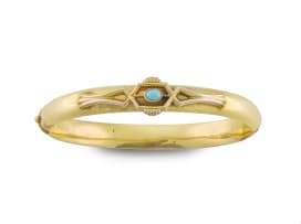Victorian turquoise and 15ct gold bangle, Birmingham, 1892