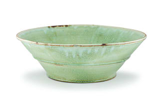 A large Linn Ware green-glazed bowl