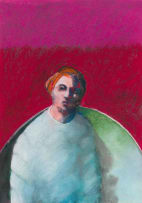 Gregory John Kerr; Composition with Figure and Red Background