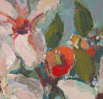 Herbert Coetzee; Hibiscus in Blou Vaas (Hibiscus in Blue Vase)