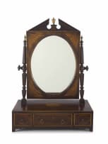 An Edwardian mahogany and inlaid swing toilet mirror