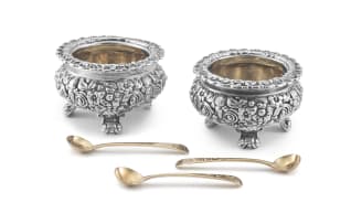 A pair of George IV silver salts, Waterhouse, Hodson & Co, Sheffield, 1825