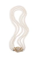 Three-strand cultured pearl necklace