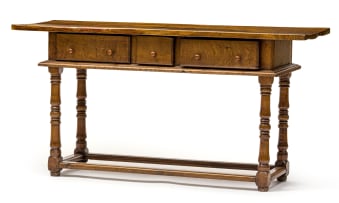 A French oak and walnut side table, 19th century and later