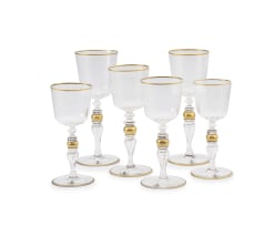 Six Italian Venini drinking glasses, mid 20th century